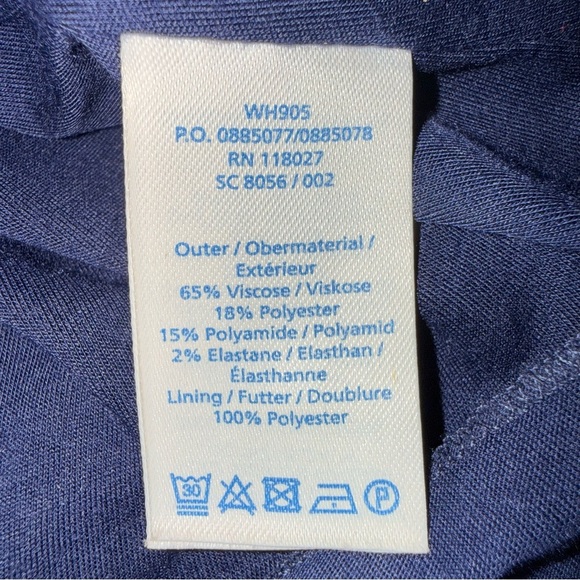 Boden | Deep Blue Short Sleeve Knit Midi Wrap Dress | Sz 8 - Picture 6 of 7